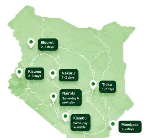 Kenya delivery coverage map